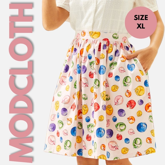 Modcloth Dresses & Skirts - NWT Modcloth More Than Charming Cat Skirt Size XL